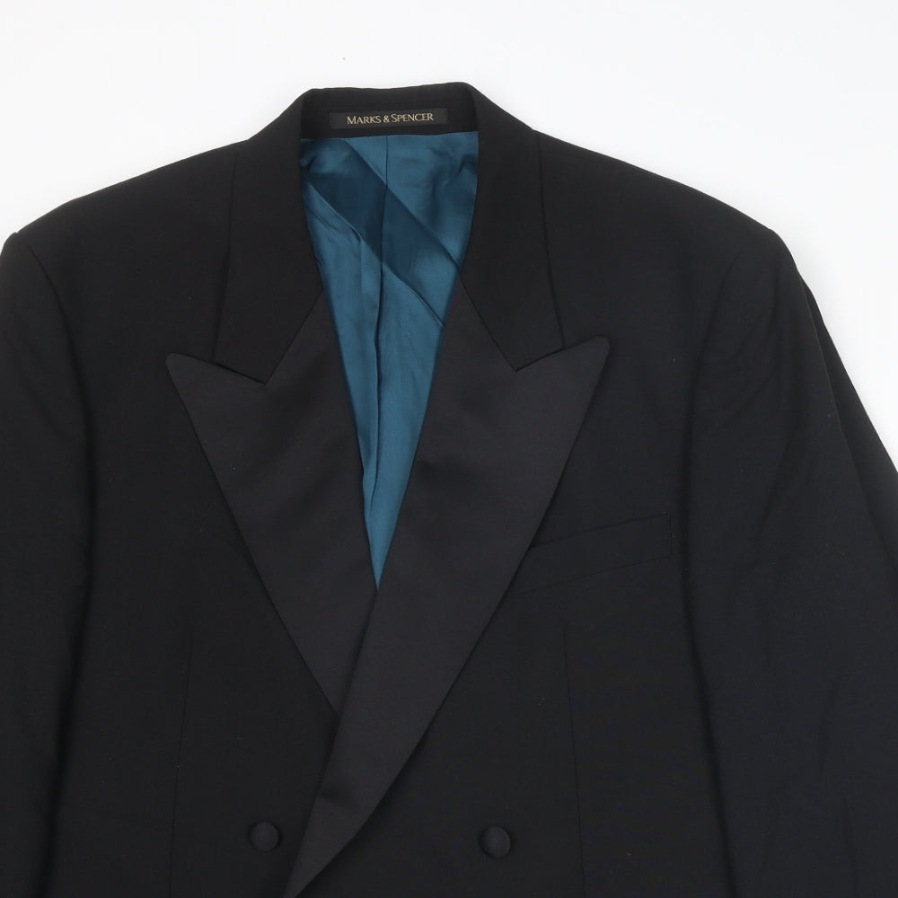 Marks and Spencer Mens Black Polyester Tuxedo Suit Jacket Size 42 Regular