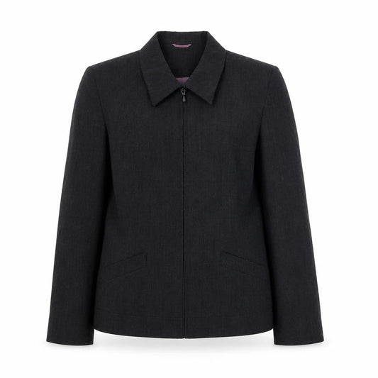 Front view of Principles women’s grey jacket, size UK 12, zip