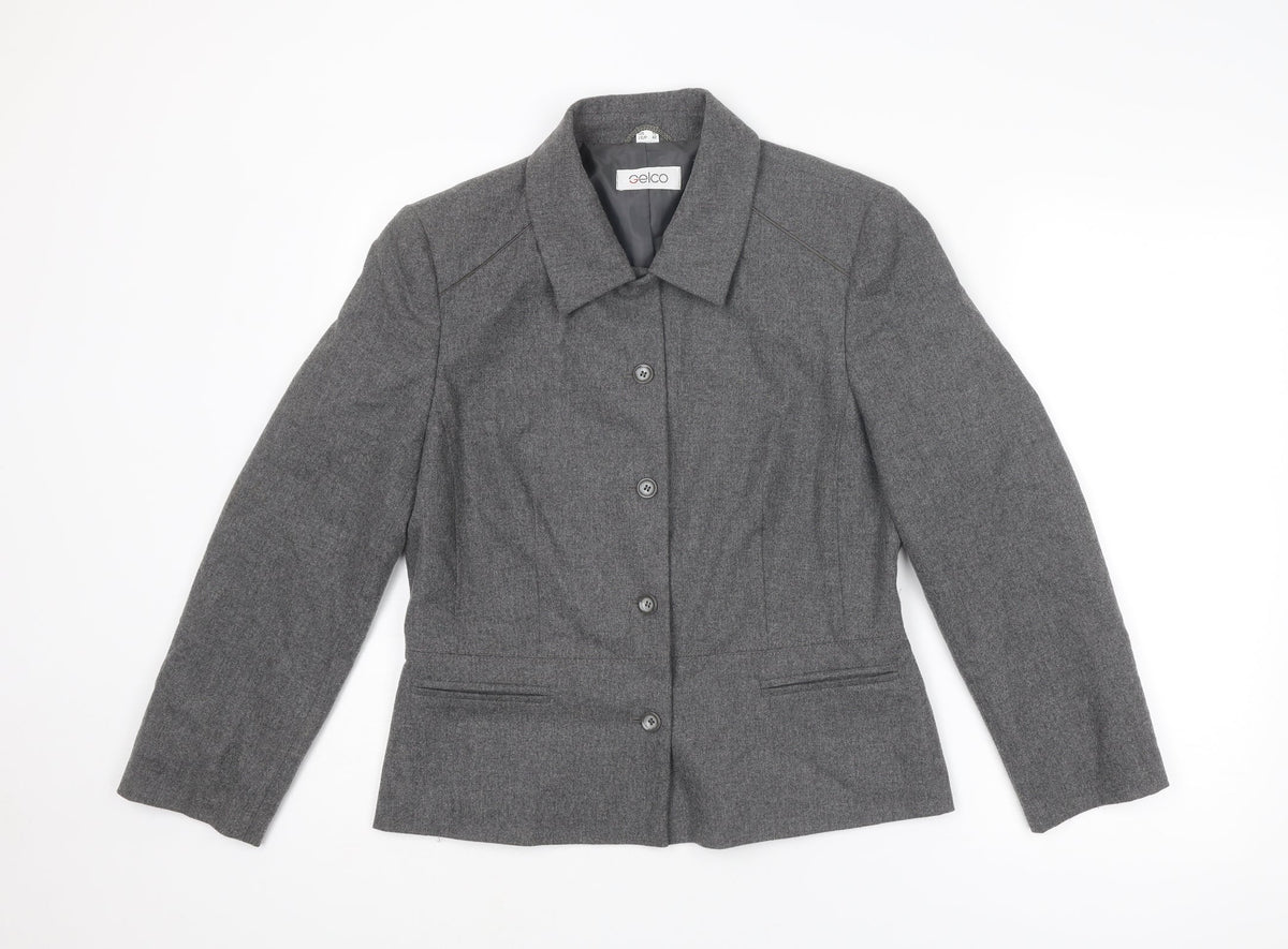 Gelco Womens Grey Jacket Blazer Size 12 Button