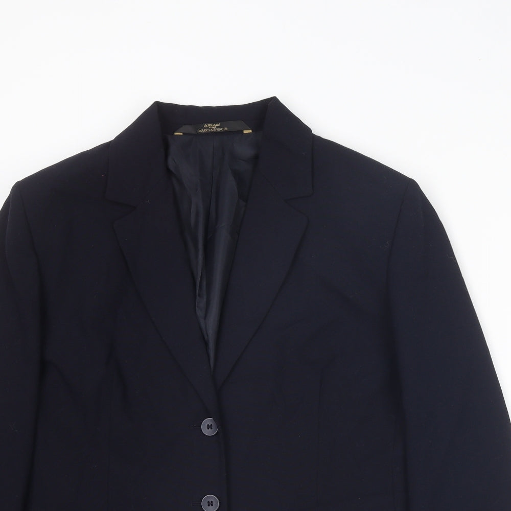 St Michael Womens Blue Polyester Jacket Suit Jacket Size 16