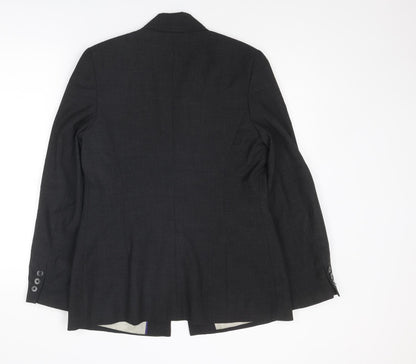 Back view of AMARANTO women’s grey wool jacket suit jacket, size UK 12