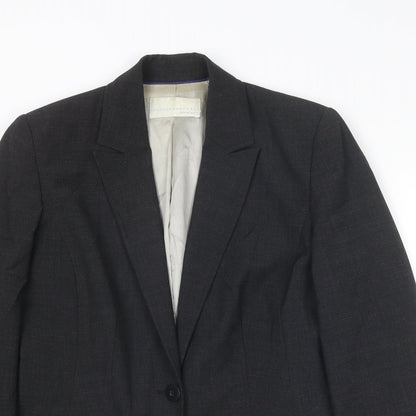 Close-up detail of AMARANTO women’s grey wool jacket suit jacket, size UK 12