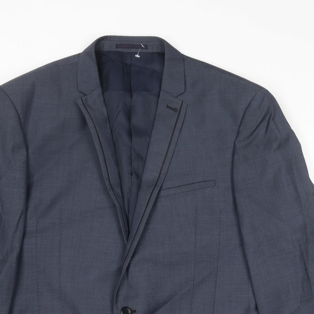 Marks and Spencer Mens Blue Wool Jacket Suit Jacket Size 42 Regular