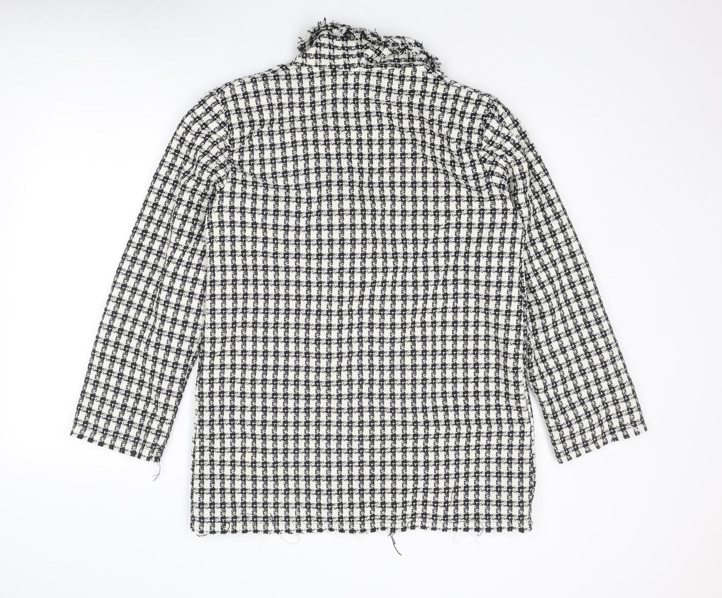 Boohoo Womens Black Check Jacket Blazer Size 10 Button