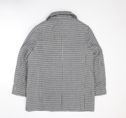 Marks & Spencer Womens Grey Geometric Pea Coat Coat Size 16 Buckle
