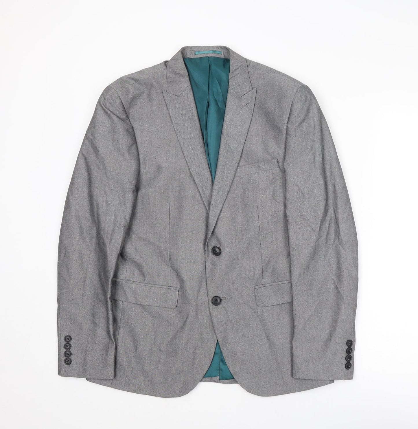 NEXT Mens Grey Polyester Jacket Suit Jacket Size 38 Regular
