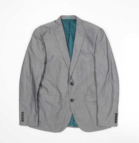 NEXT Mens Grey Polyester Jacket Suit Jacket Size 38 Regular