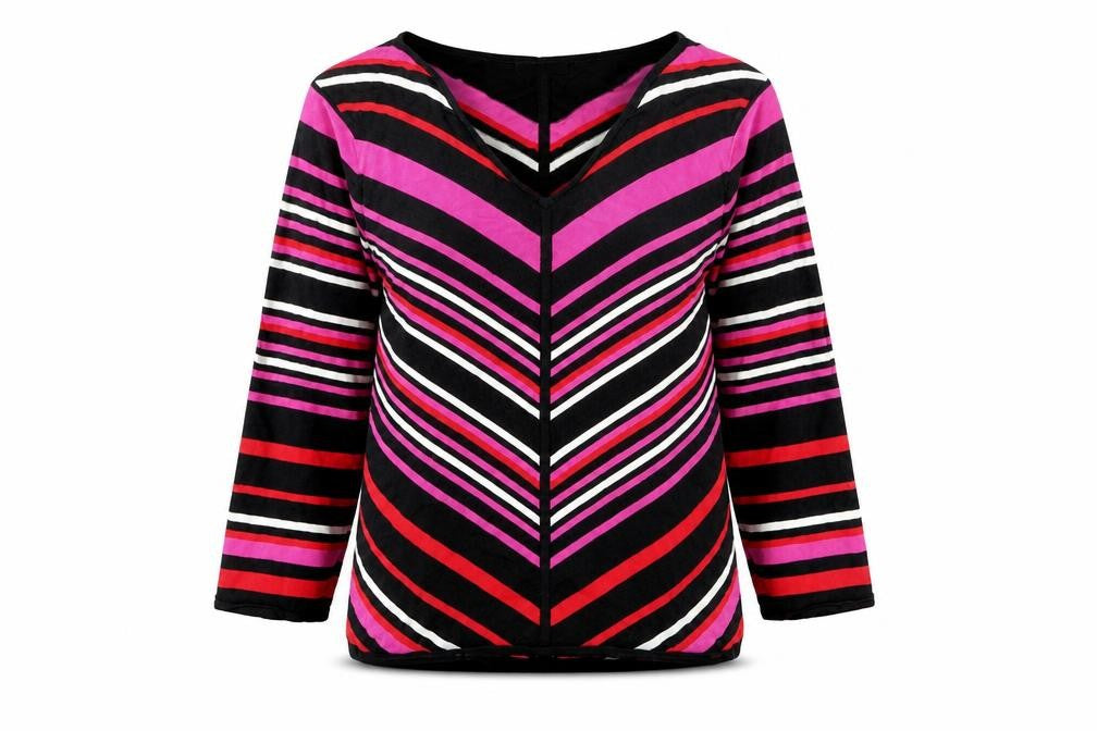 Planet Womens Multicoloured V-Neck Striped Viscose Pullover Jumper Size M