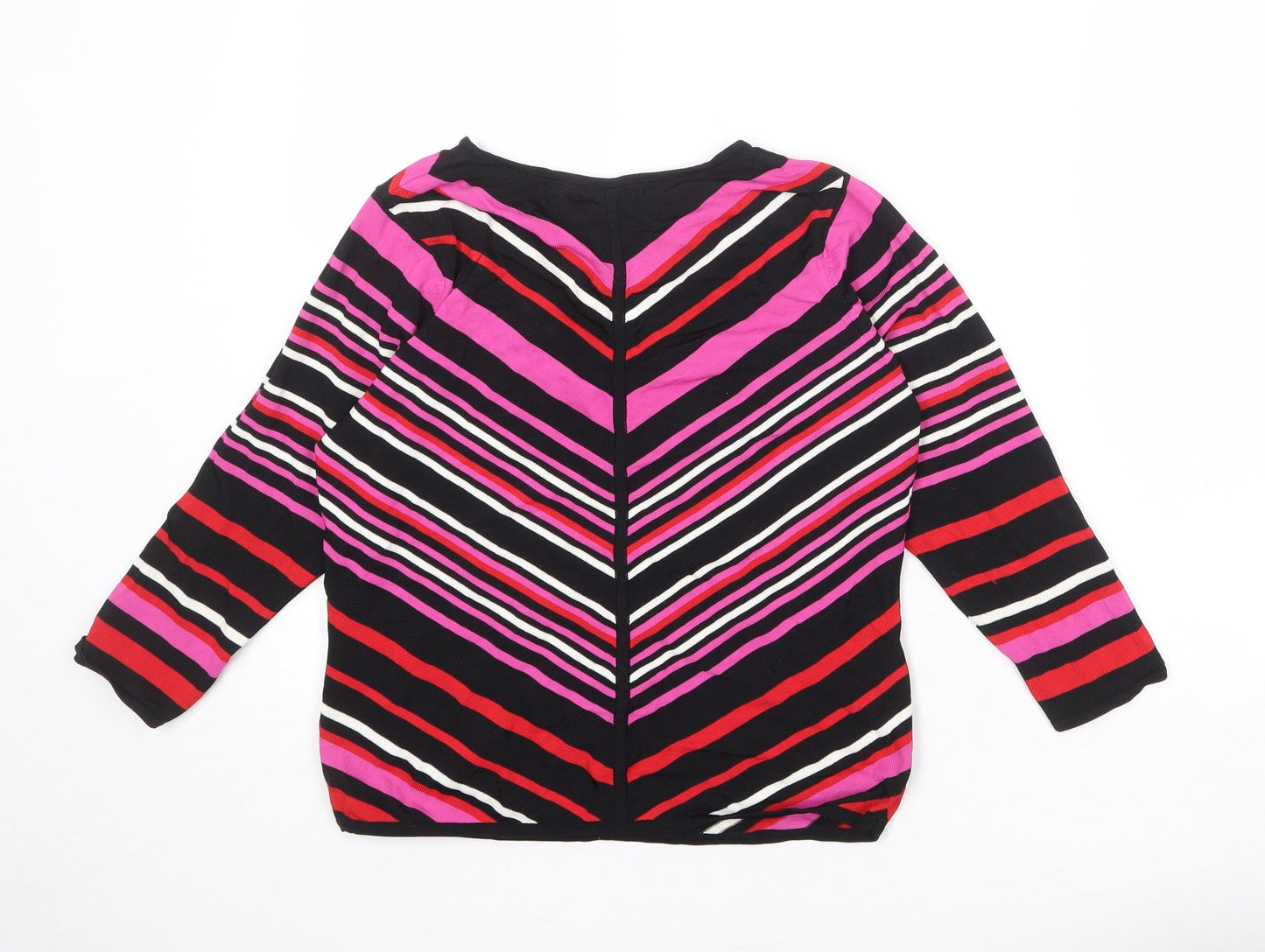 Planet Womens Multicoloured V-Neck Striped Viscose Pullover Jumper Size M