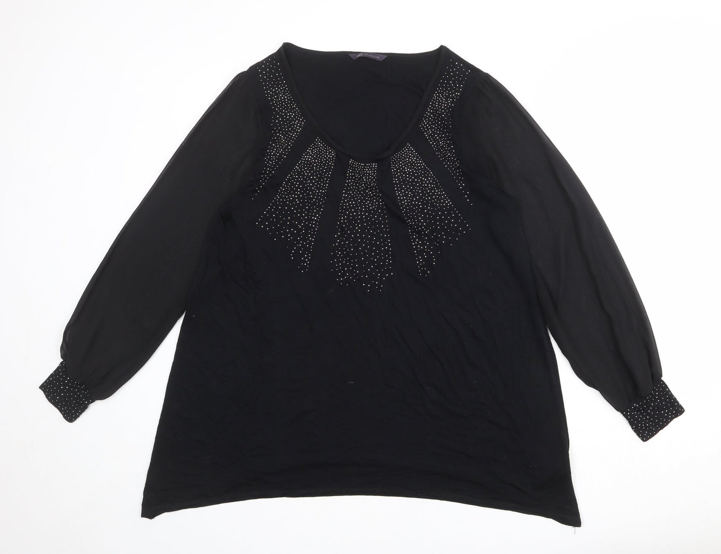 Marks and Spencer Womens Black Viscose Basic Blouse Size 16 Round Neck