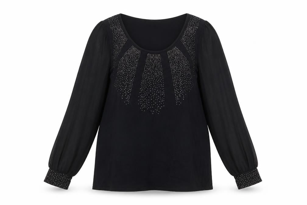 Marks & Spencer Womens Black Viscose Basic Blouse Size 16 Round Neck