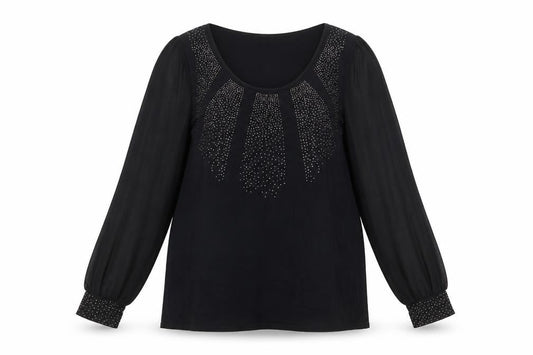 Marks and Spencer Womens Black Viscose Basic Blouse Size 16 Round Neck