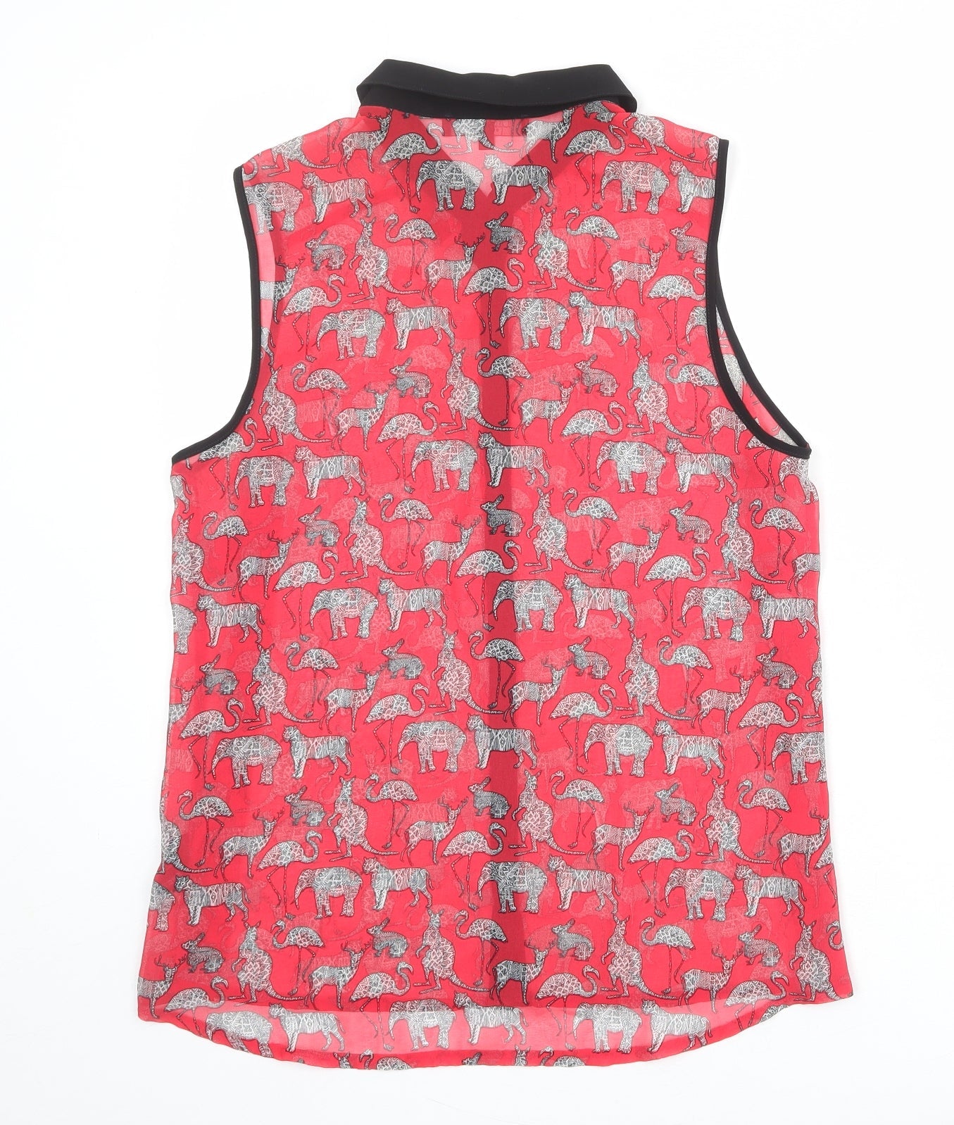 Limited Collection Womens Pink Geometric Polyester Basic Tank Size 14 Collared