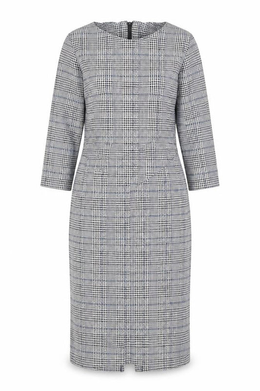 Marks & Spencer Womens Grey Plaid Polyester Shift Size 12 Round Neck Zip