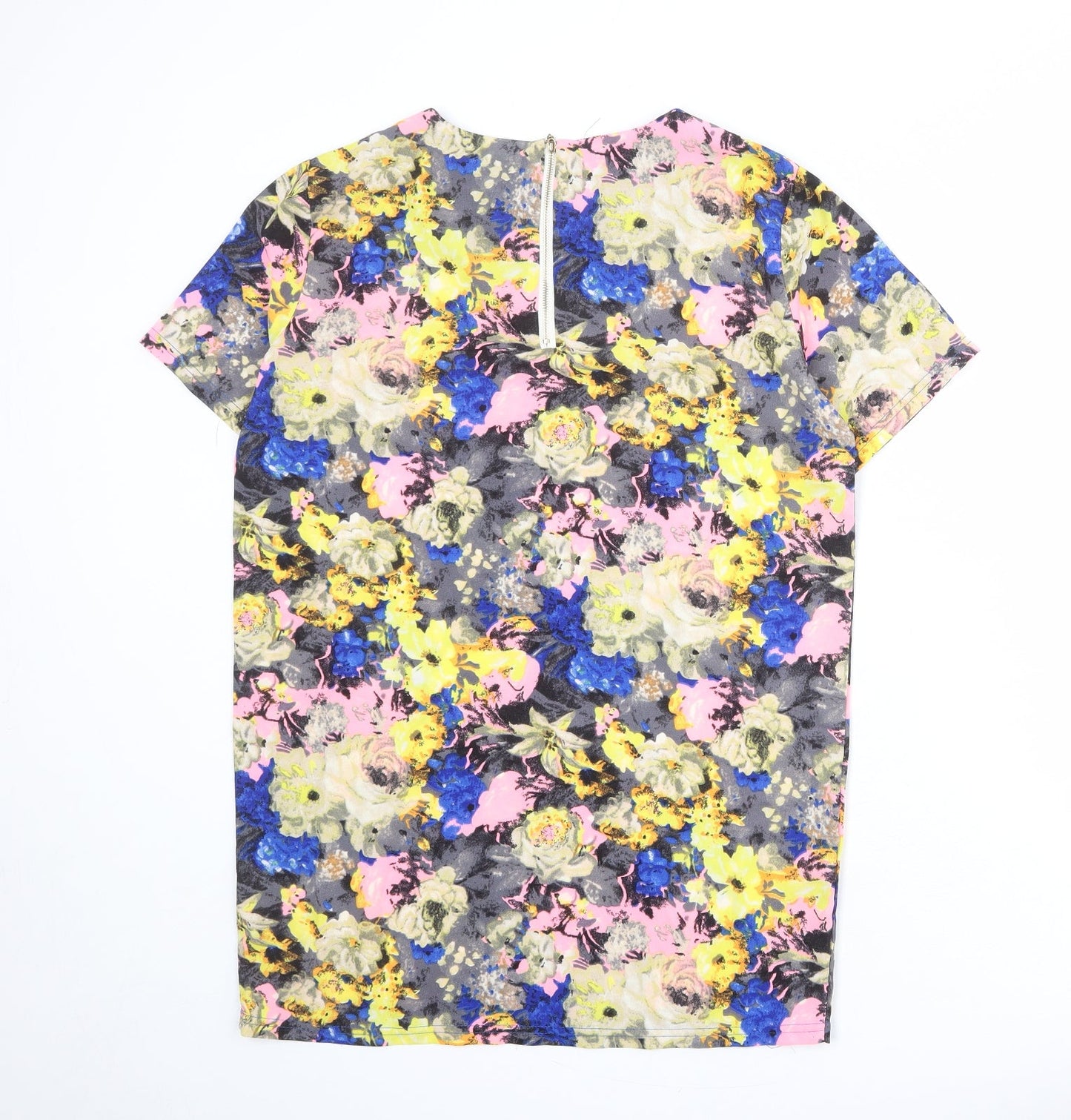 Beloved Womens Multicoloured Floral Polyester Basic T-Shirt Size S Round Neck