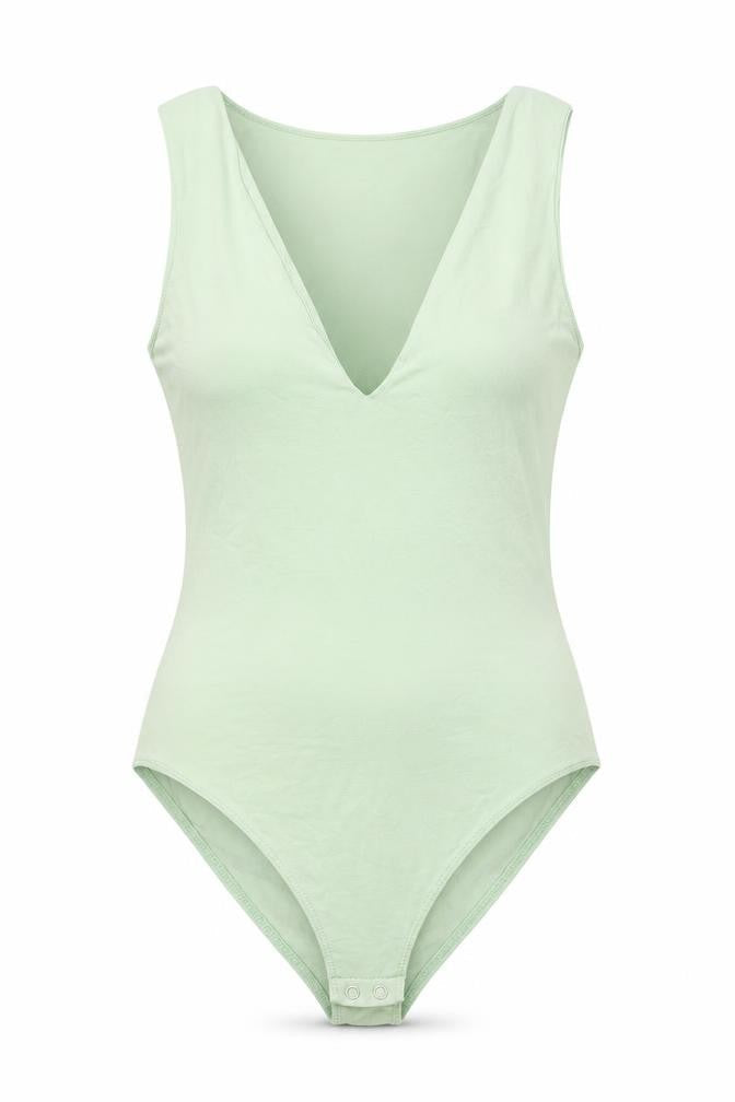 Stradivarius Womens Green Nylon Bodysuit One-Piece Size M Snap