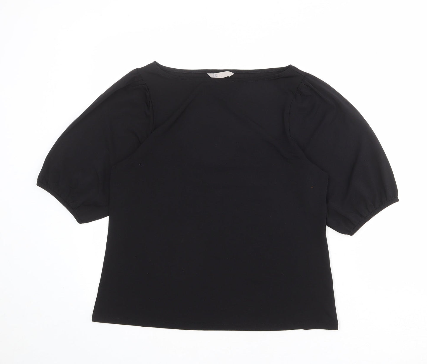 H&M Womens Black Polyester Basic Blouse Size S Round Neck