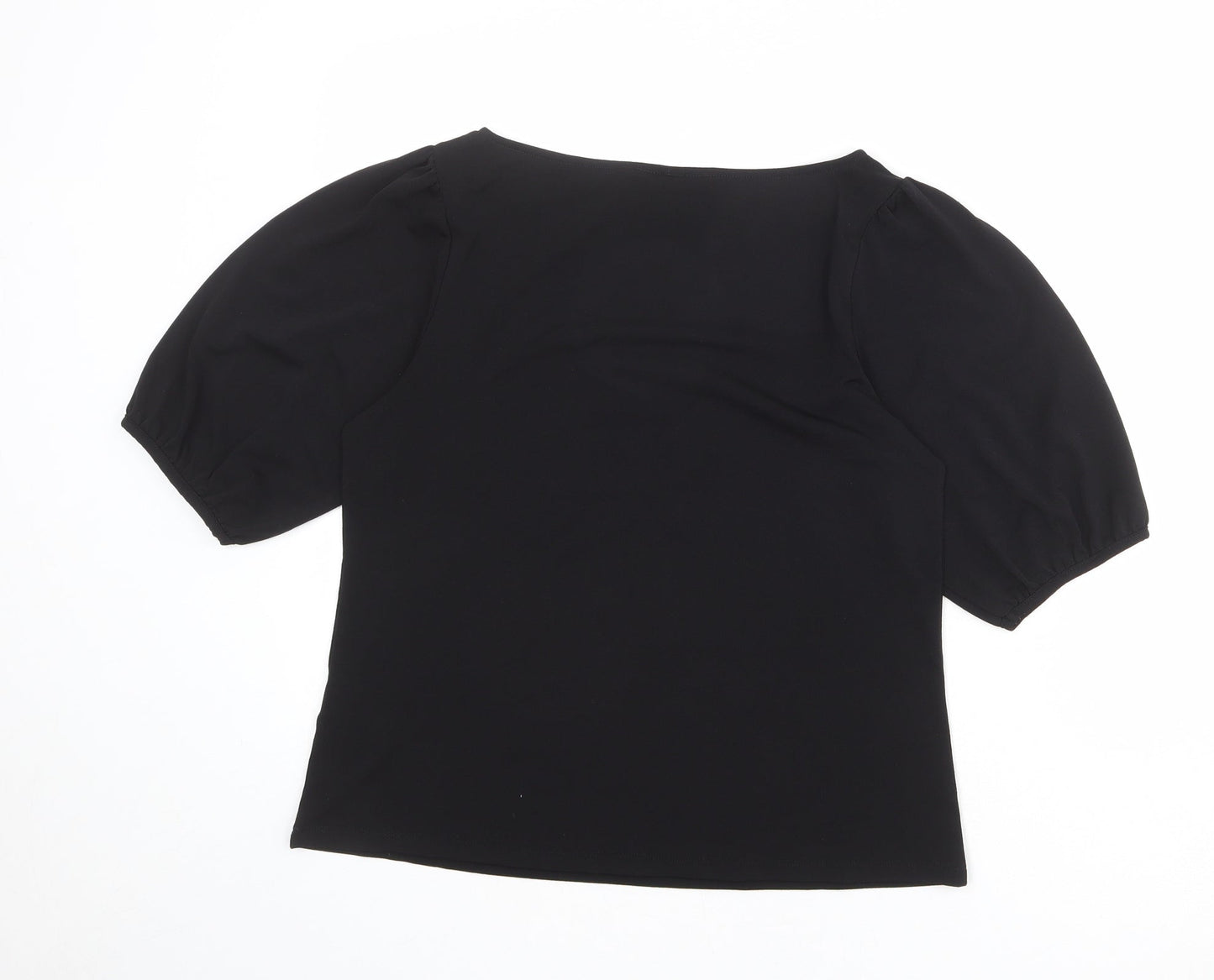 H&M Womens Black Polyester Basic Blouse Size S Round Neck
