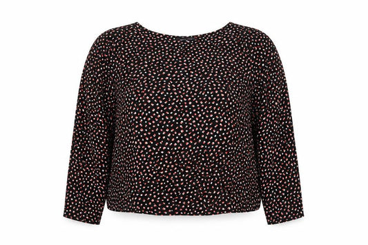 Marks and Spencer Womens Black Geometric Viscose Basic Blouse Size 18 Round Neck