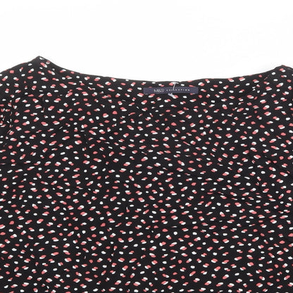 Marks & Spencer Womens Black Geometric Viscose Basic Blouse Size 18 Round Neck