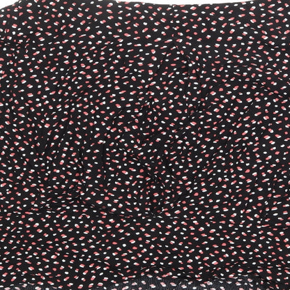 Marks & Spencer Womens Black Geometric Viscose Basic Blouse Size 18 Round Neck