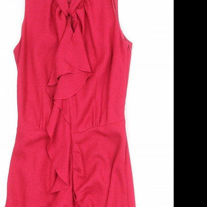 Next Womens Pink Polyester Tank Dress Size 8 Collared Button