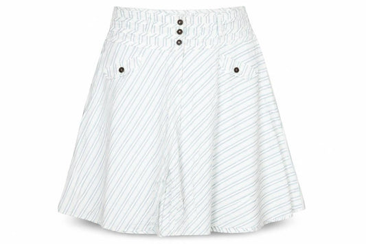 Crew Clothing White Striped Cotton Swing Skirt Size 16 Button