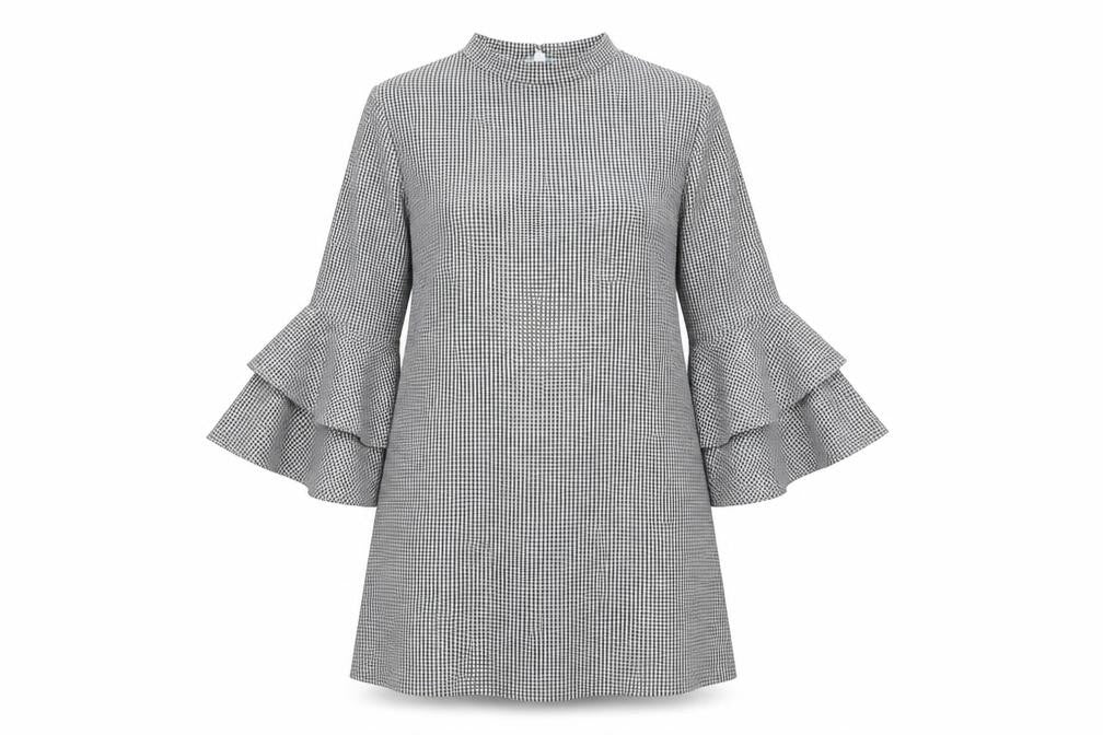 Vasamsi Womens Grey Geometric Polyester A-Line Size 8 Mock Neck Pullover