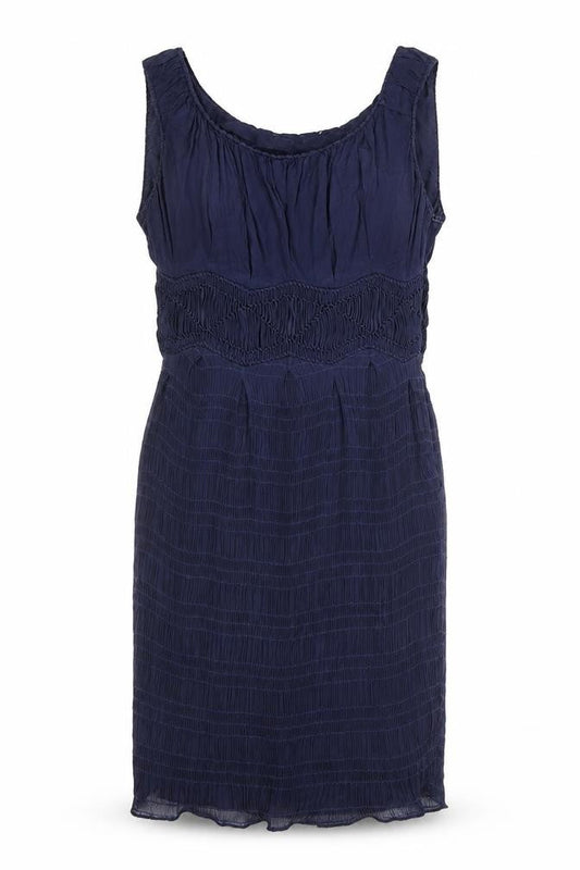 LEON MAX Womens Blue Viscose Tank Dress Size XS Round Neck Zip