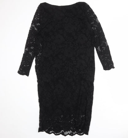 Back view of mamas & papas women’s black nylon shift, size UK 12, round neck pullover