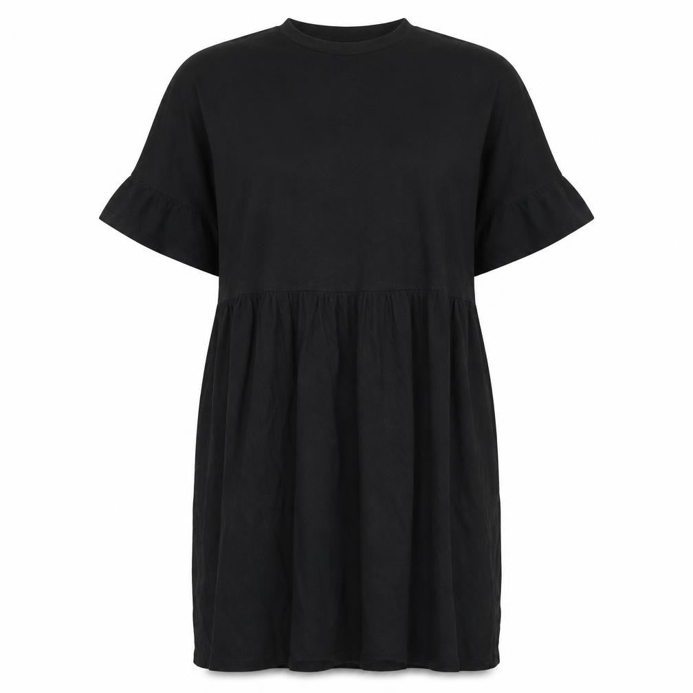 ASOS Womens Black 100% Cotton T-Shirt Dress Size 6 Crew Neck Pullover