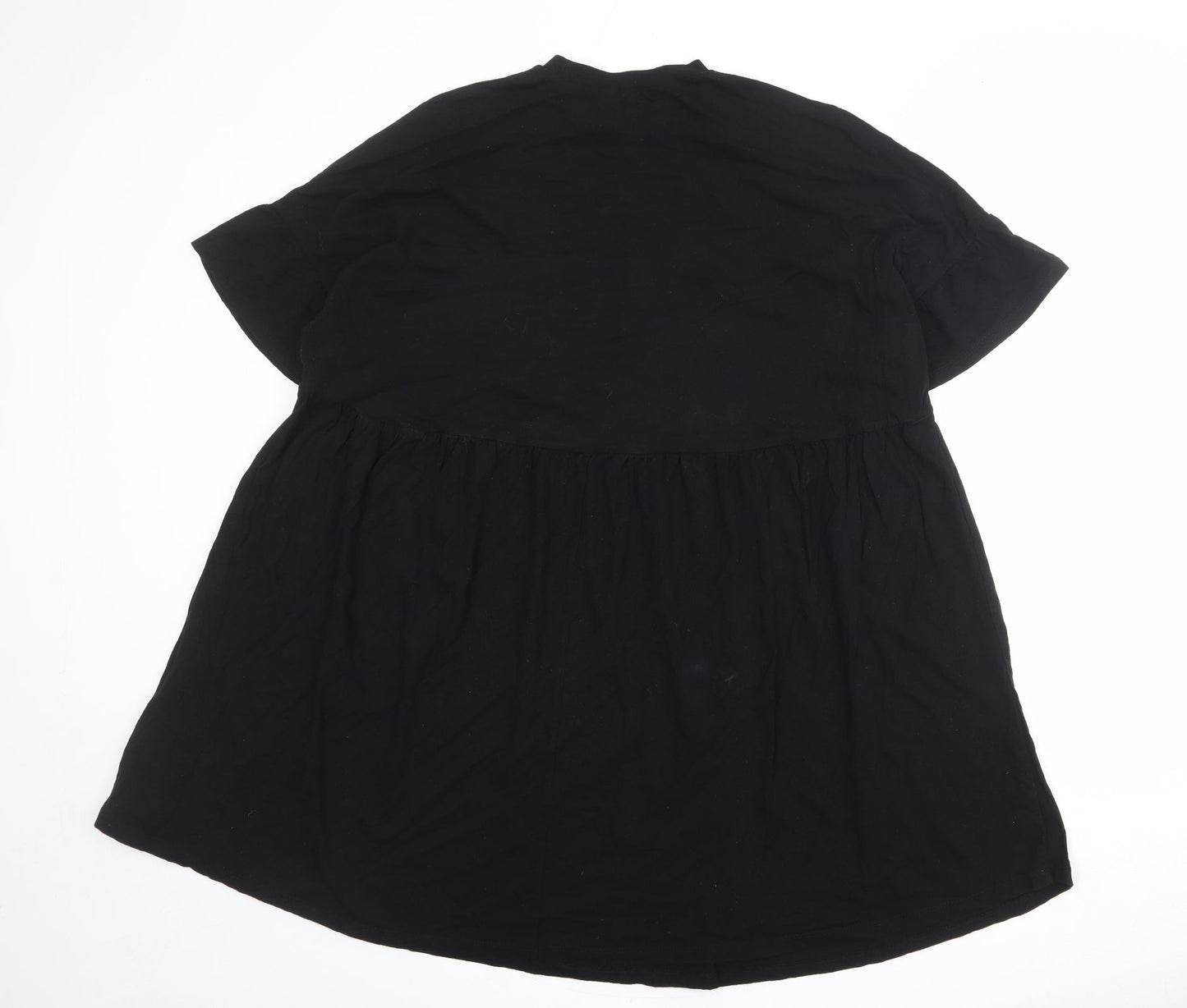 ASOS Womens Black 100% Cotton T-Shirt Dress Size 6 Crew Neck Pullover