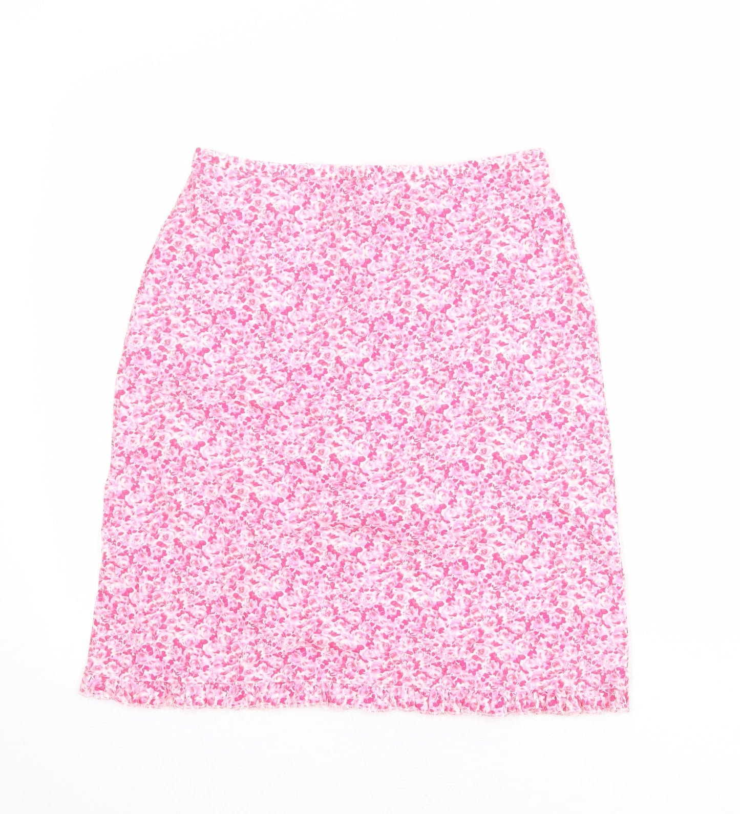 Topshop Womens Pink Floral Cotton A-Line Skirt Size 12 Zip
