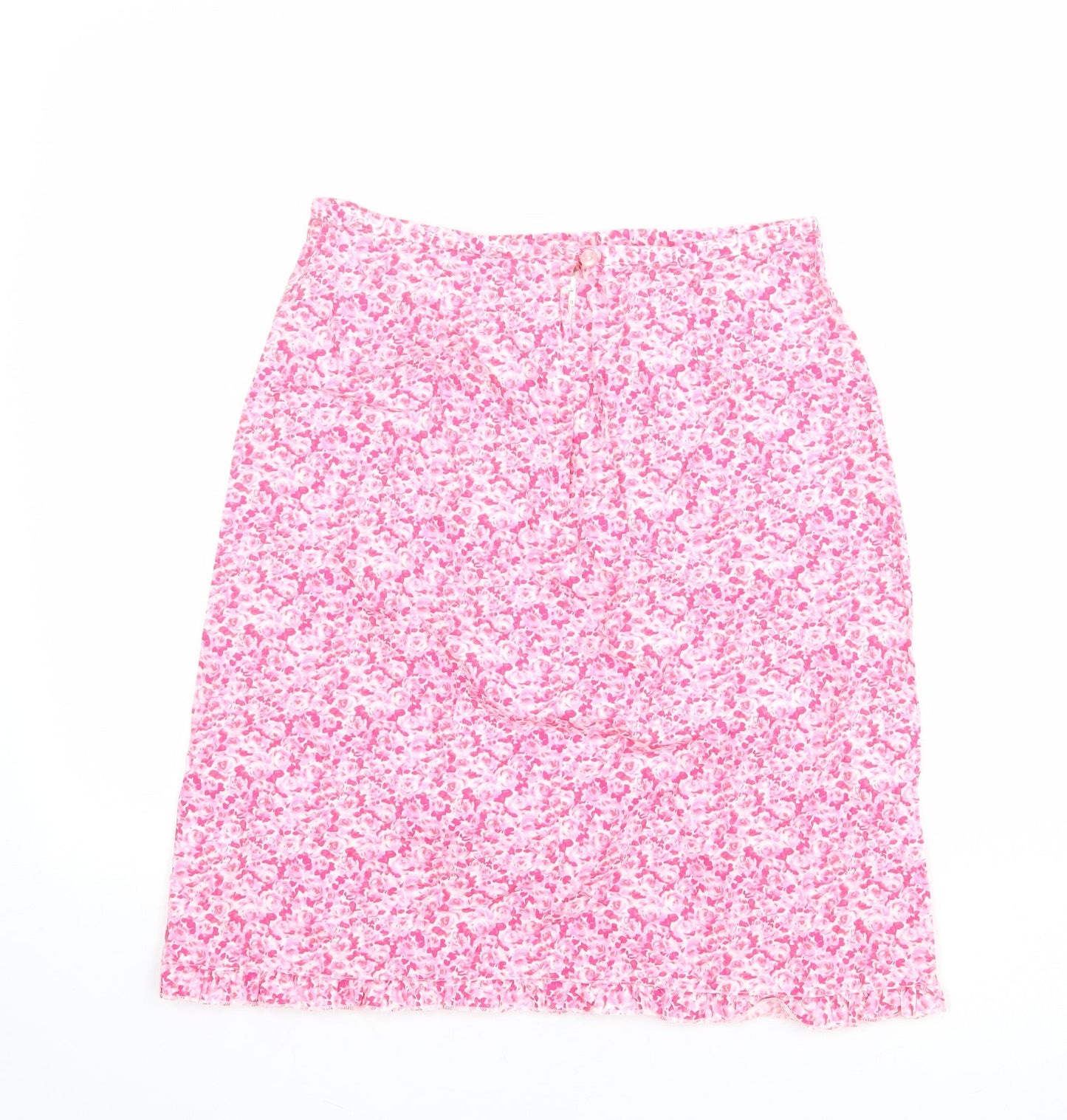 Topshop Womens Pink Floral Cotton A-Line Skirt Size 12 Zip