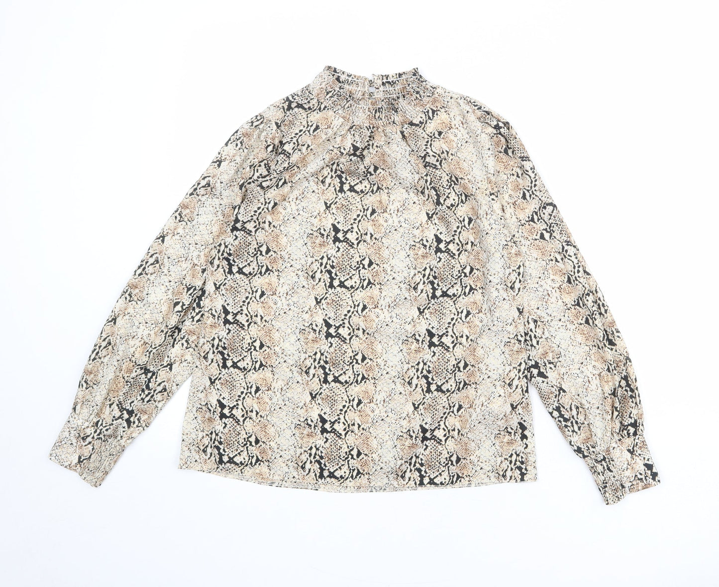 Dorothy Perkins Womens Multicoloured Animal Print Polyester Basic Blouse Size 6 Mock Neck - Snake Print