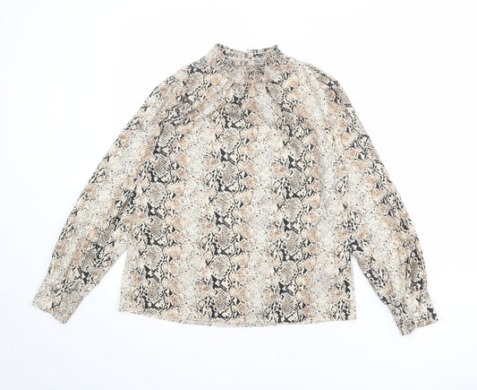 Dorothy Perkins Womens Multicoloured Animal Print Polyester Basic Blouse Size 6 Mock Neck - Snake Print