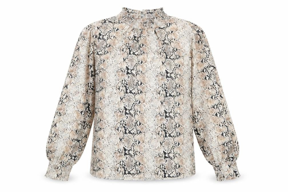 Dorothy Perkins Womens Multicoloured Animal Print Polyester Basic Blouse Size 6 Mock Neck - Snake Print
