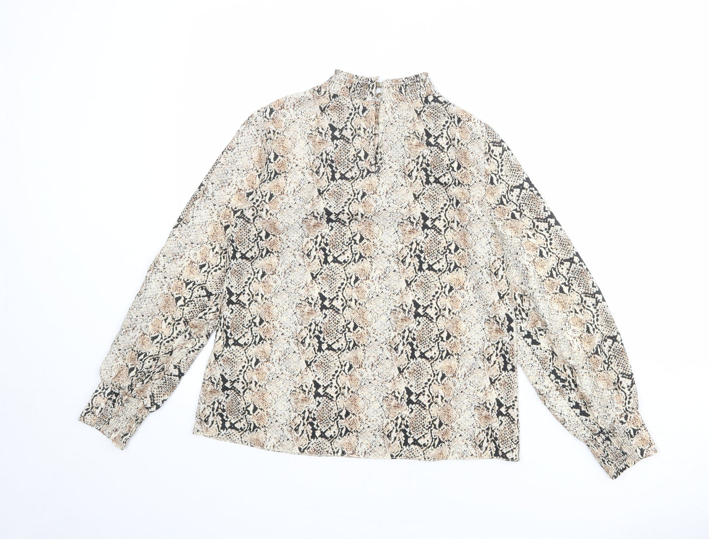 Dorothy Perkins Womens Multicoloured Animal Print Polyester Basic Blouse Size 6 Mock Neck - Snake Print