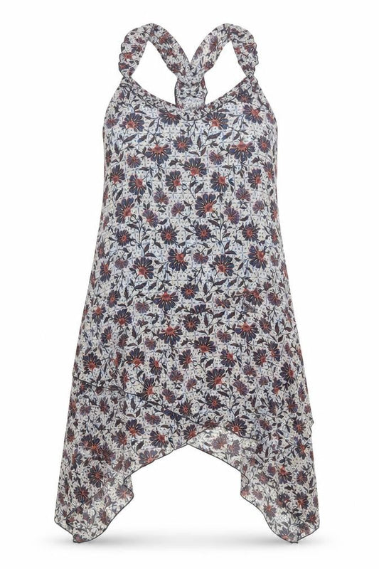 Pepe Jeans Womens Multicoloured Floral Polyester Tank Dress Size XL V-Neck Zip