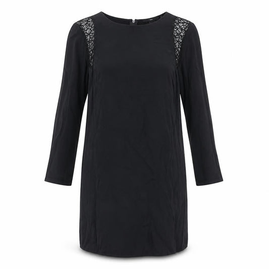 H&M Womens Black Viscose Sheath Size 8 Boat Neck Zip - Lace Detail