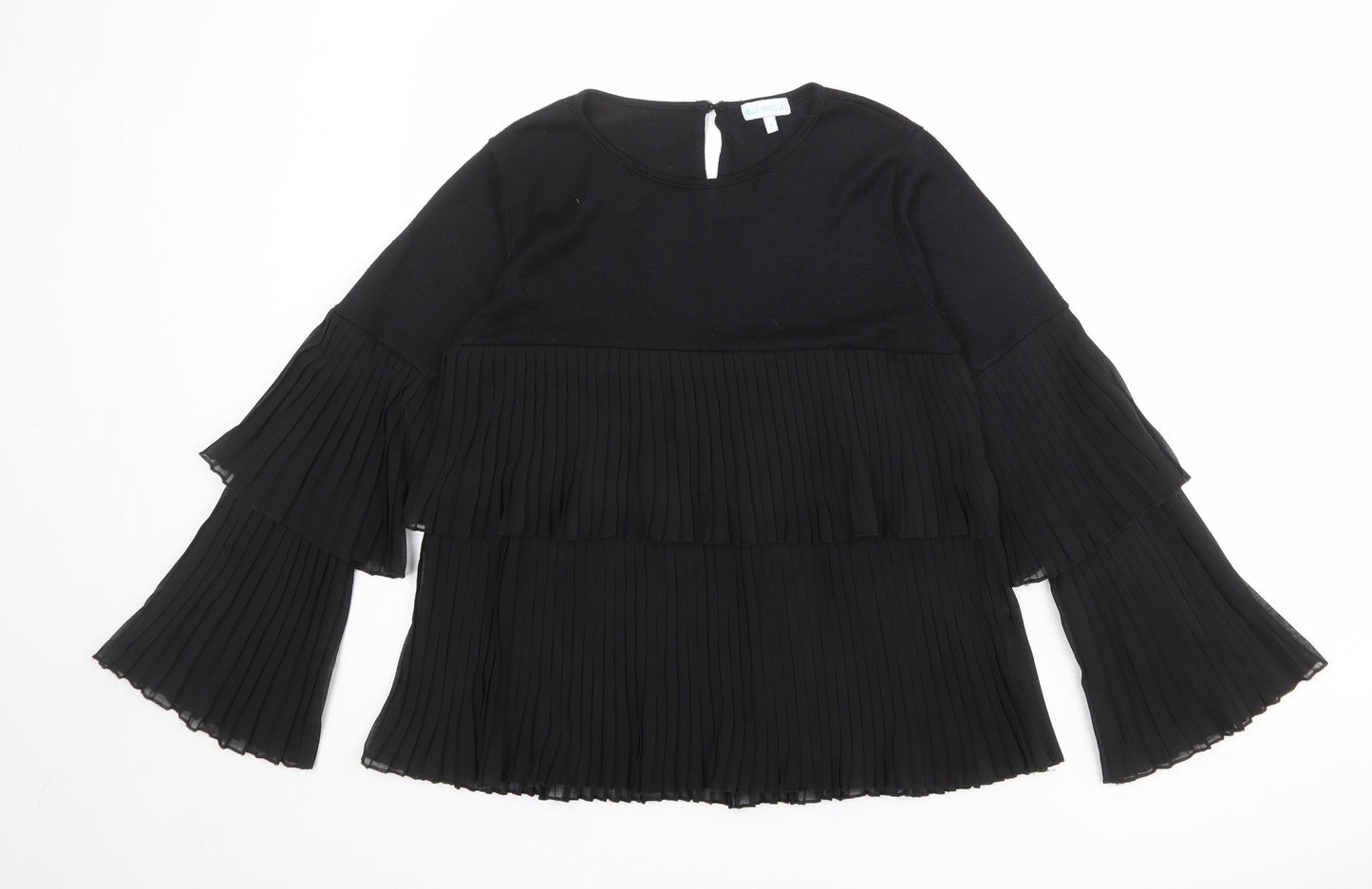 Blue Vanilla Womens Black Round Neck Polyester Pullover Jumper Size S