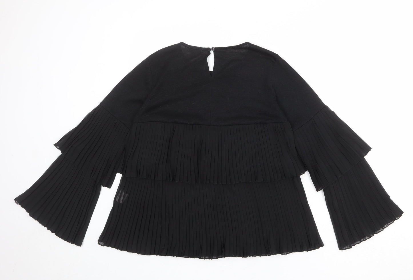Blue Vanilla Womens Black Round Neck Polyester Pullover Jumper Size S