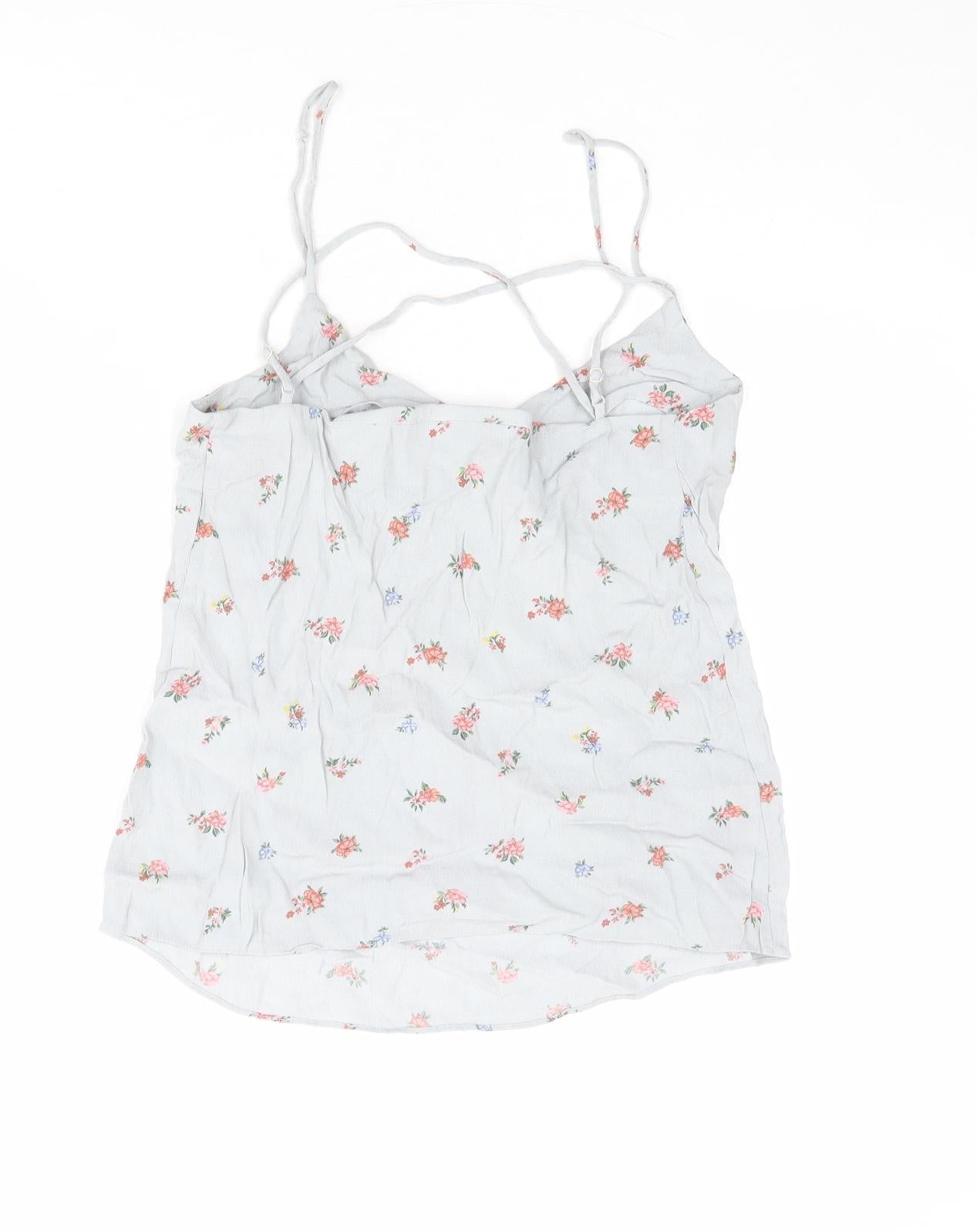 Warehouse Womens Grey Floral Viscose Camisole Tank Size 6 V-Neck