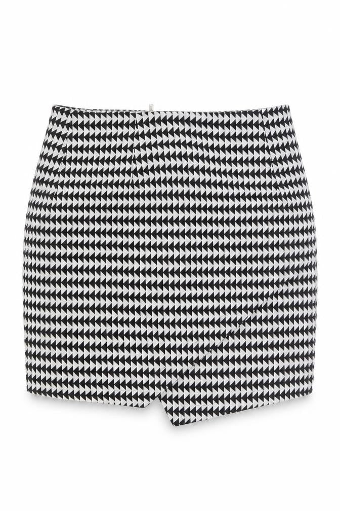 Missguided Womens Black Geometric Polyester A-Line Skirt Size 8 Zip