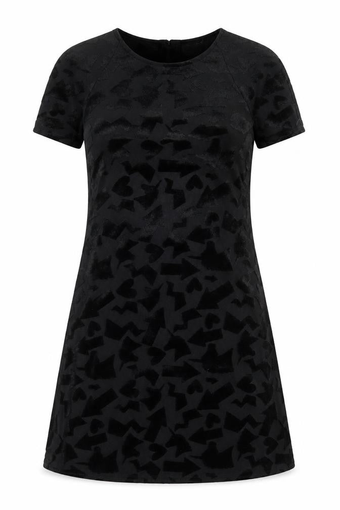 River Island Womens Black Geometric Polyester A-Line Size 8 Boat Neck Button