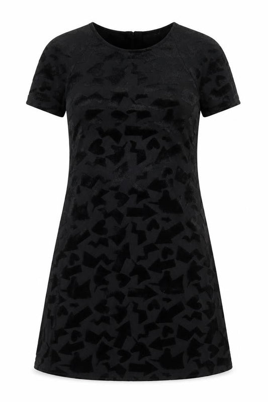River Island Womens Black Geometric Polyester A-Line Size 8 Boat Neck Button