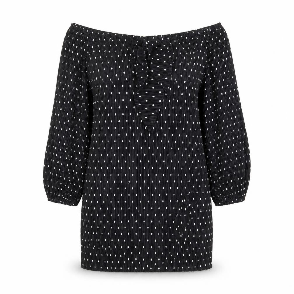 ASOS Womens Black Polka Dot Polyester A-Line Size 6 Off the Shoulder Tie