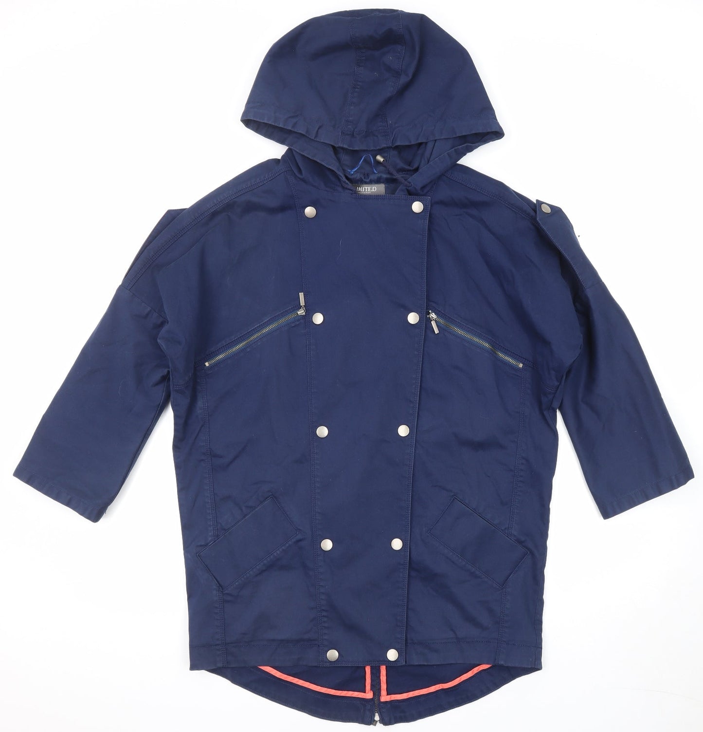 Limited Collection Womens Blue Overcoat Coat Size 8 Zip