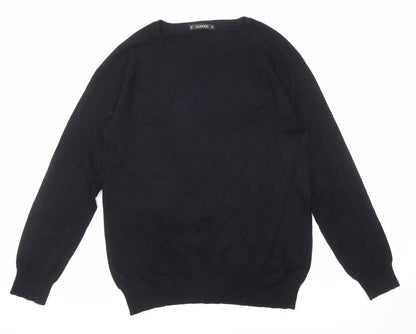 Additional front view of Dunnes women’s black round neck viscose jumper, size M