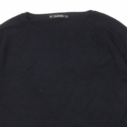 Close-up detail of Dunnes women’s black round neck viscose jumper, size M